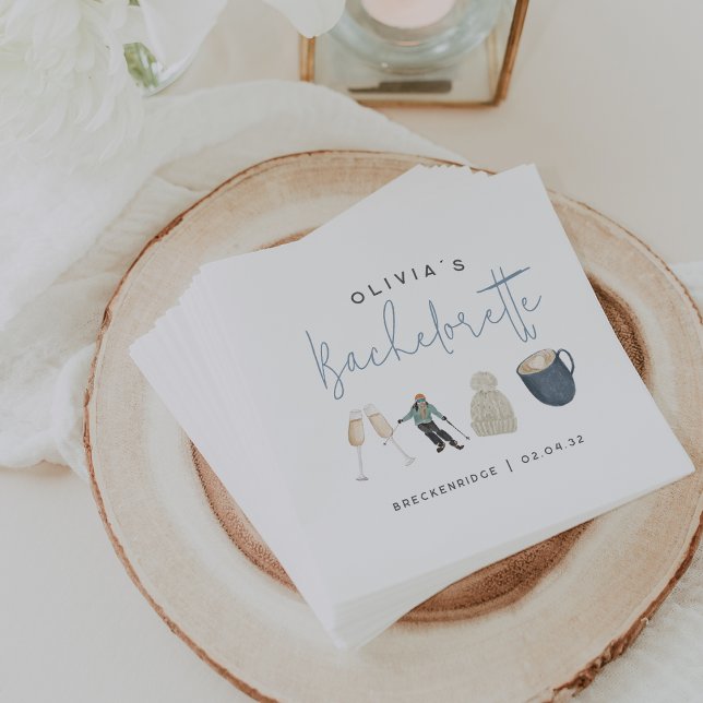 Serviette En Papier Station de ski d'hiver Bachelorette personnalisée (Créateur téléchargé)