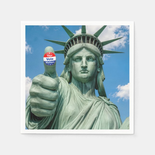 Serviette En Papier Statue de la Liberté avec autocollant d'élection (Devant)