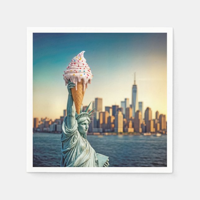Serviette En Papier Statue de la Liberté avec cône de glace (Devant)