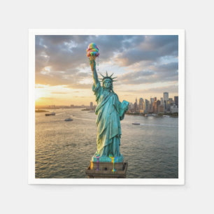Serviette En Papier Statue de la Liberté avec cône de glace arc-en-cie