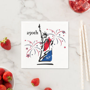 Serviette En Papier Statue de la Liberté avec feux d'artifice 250e Ind