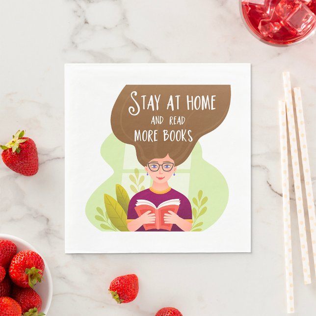 Serviette En Papier Stay Home Read More Books Book Lover (Créateur téléchargé)
