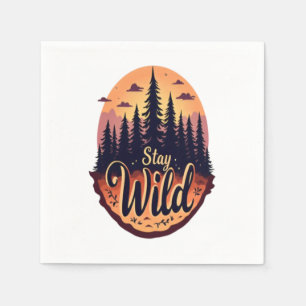 Serviette En Papier Stay Wild : Illustration de la forêt du coucher du