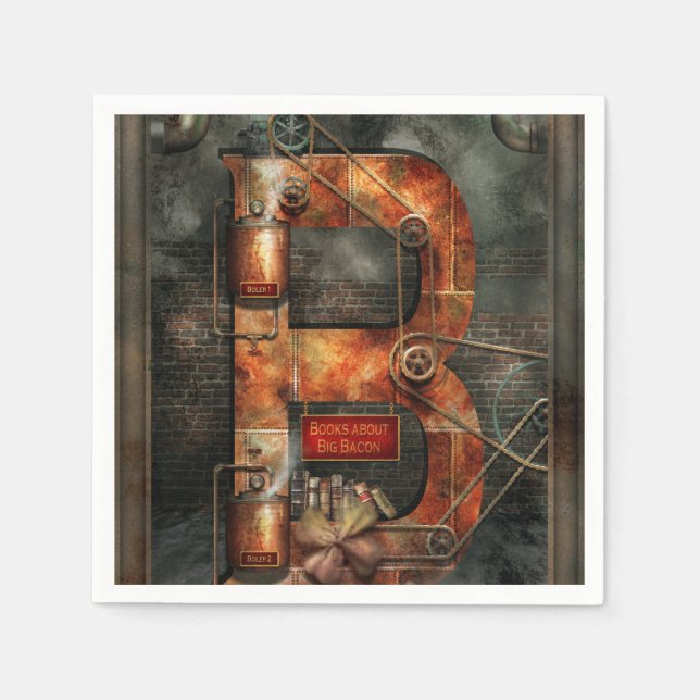 Serviette En Papier Steampunk - Alphabet - B pour Ceintures (Devant)