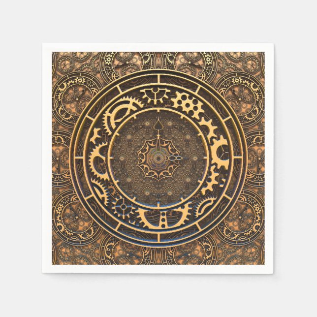 Serviette En Papier Steampunk Bronze Gears Filigree (Devant)