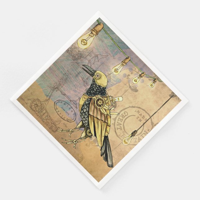 Serviette En Papier Steampunk Crow Cocktail Napkins (Coin)