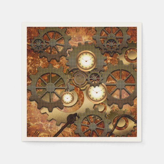 Serviette En Papier Steampunk d'or (Devant)