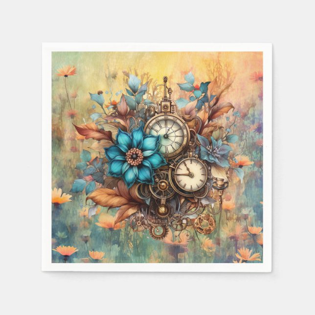 Serviette En Papier Steampunk Floral (Devant)