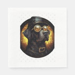 Serviette En Papier Steampunk Labrador Chien en caricature Aviator Sty