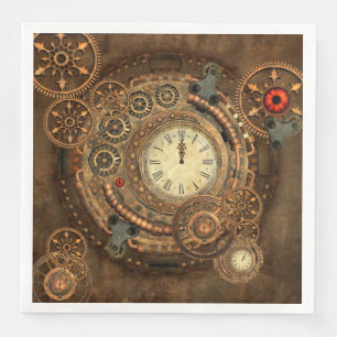 Serviette En Papier Steampunk, merveilleuse horloge