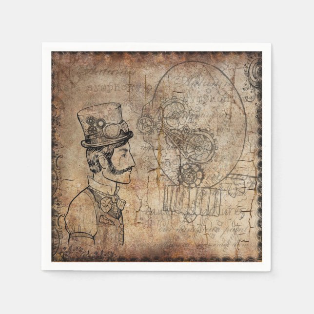 Serviette En Papier Steampunk Napkin designs (Devant)