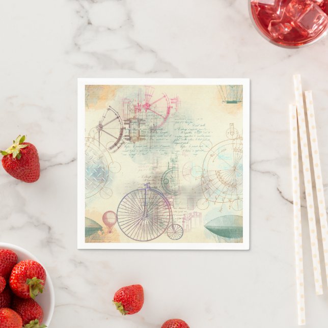 Serviette En Papier Steampunk victorien | Watercolor Grunge Pastel (En situation)