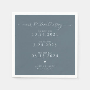 Serviette En Papier Steel Blue Our Love Story Script Hearts Mariage