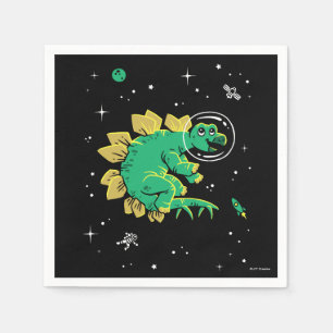 Serviette En Papier Stegosaurus Dinos Tan Vert Dans L'Espace