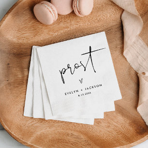 Serviette En Papier STELLA Minimaliste Mariage Prost Cheers Cocktail