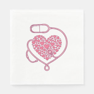 Serviette En Papier Stéthoscope Cardiaque Design de Chemise Vectoriel