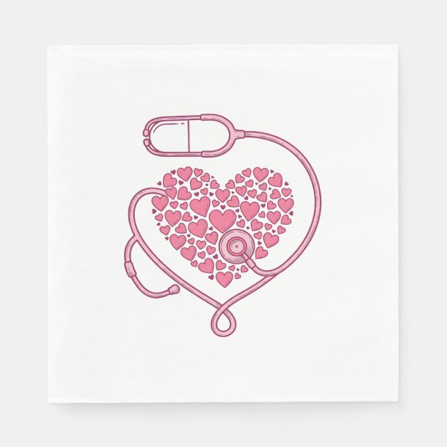 Serviette En Papier Stéthoscope Cardiaque Design de Chemise Vectoriel  (Devant)
