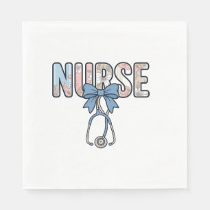 Serviette En Papier Stéthoscope Nurse Bow Floral Vintage