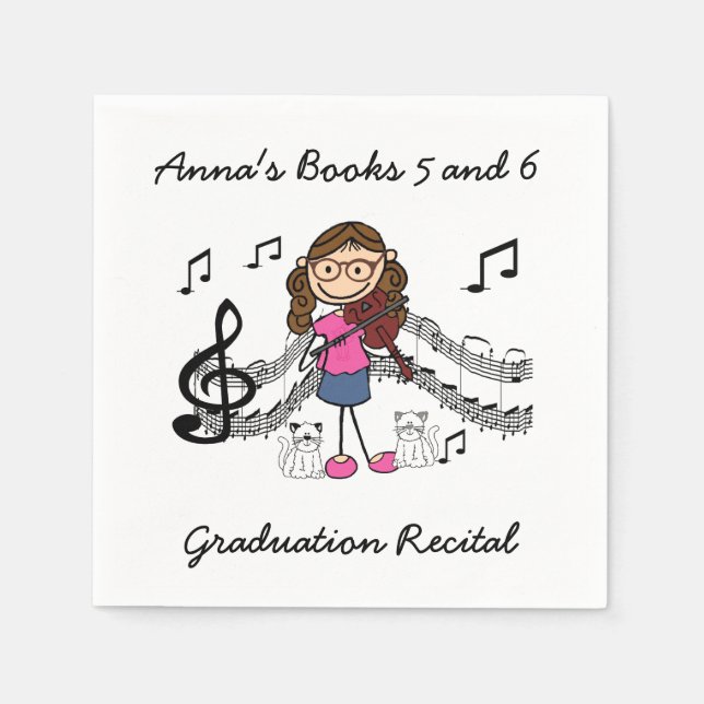 Serviette En Papier Stick Figure Violon Player Papier serviettes (Devant)