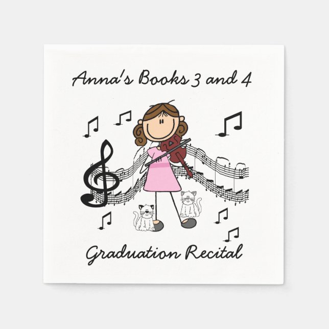 Serviette En Papier Stick Figure Violon Player Papier serviettes (Devant)