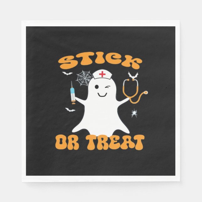 Serviette En Papier Stick ou Treat Nurse Funny Halloween Costume Essen (Devant)
