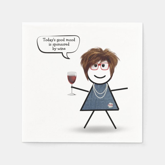 Serviette En Papier Stick Party Girl with Red Wine (Devant)