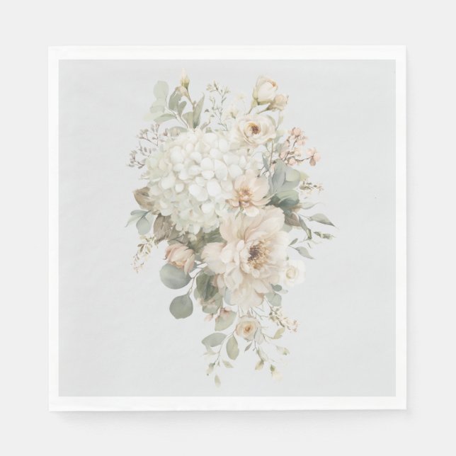 Serviette En Papier Sticker à arrangements floraux ivoire - Élégant (Devant)