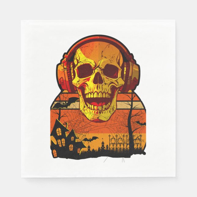 Serviette En Papier Sticker à crâne Hallowen Retro (Devant)