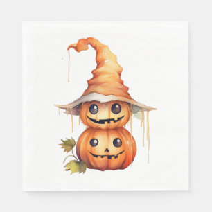 Serviette En Papier Sticker Citrouille mignon