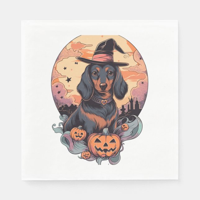 Serviette En Papier Sticker Halloween Dachshund (Devant)