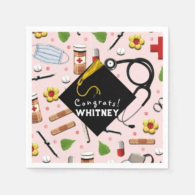 Serviette En Papier Sticker rond classique de la fête de graduation en (Devant)