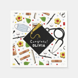 Serviette En Papier Sticker rond classique de la fête de graduation en