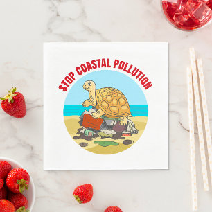 Serviette En Papier Stop Coastal Pollution Sea Turtle De l'environneme