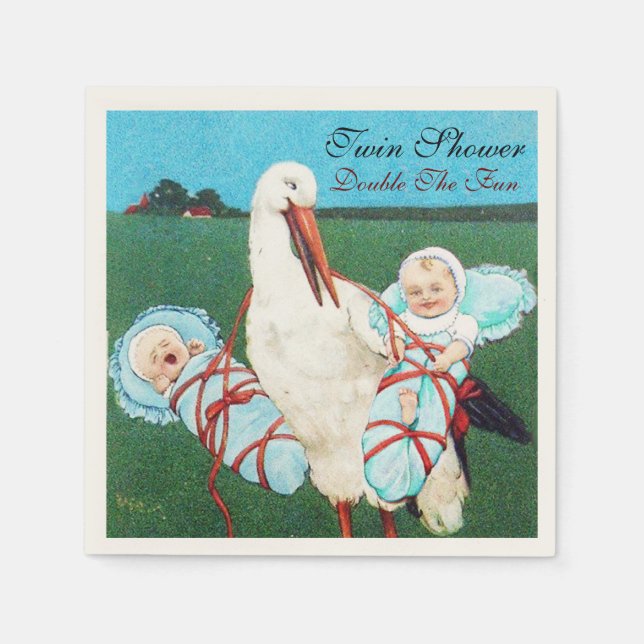 SERVIETTE EN PAPIER STORK TWIN BÉBÉ GARÇON DOUCHE (Devant)