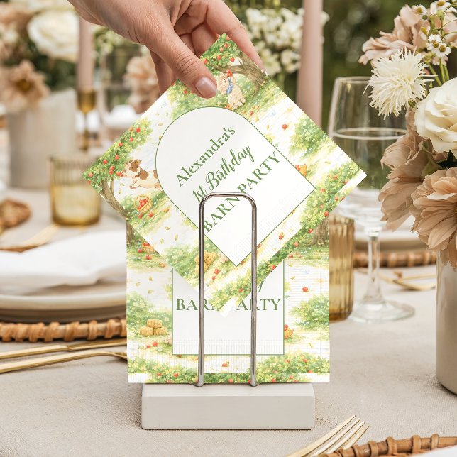 Serviette En Papier Storybook Farm Animals First Birthday (Créateur téléchargé)