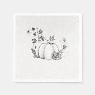 Serviette En Papier Storybook Silver White Citrouille Fairy Tale Party