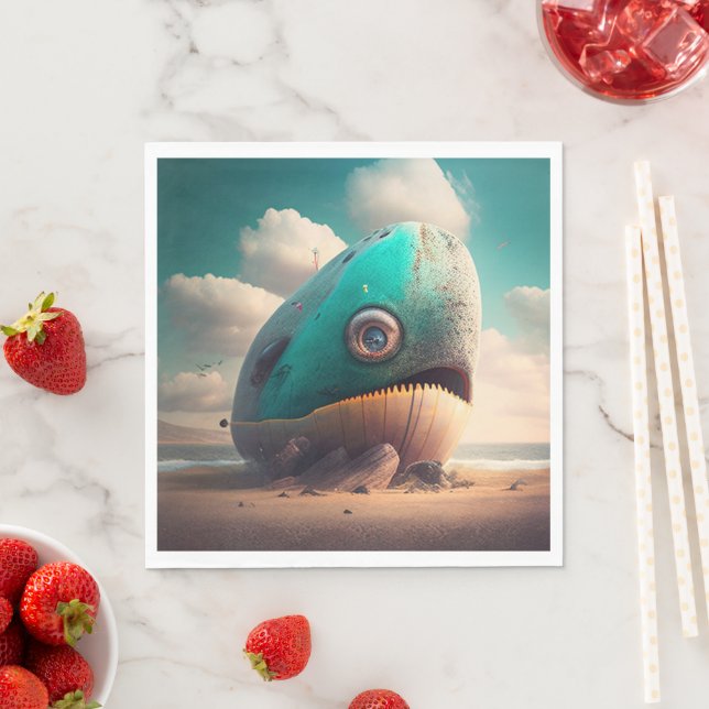 Serviette En Papier Strange Whale (En situation)