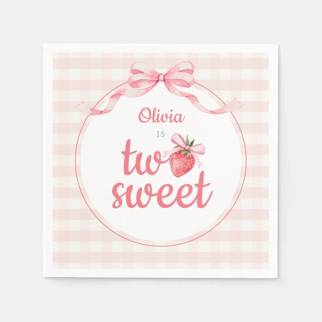 Serviette En Papier Strawberries Two Sweet 2nd Birthday (Devant)