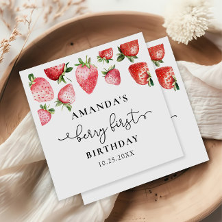 Serviette En Papier Strawberry 1st Birthday Berry Sweet One 