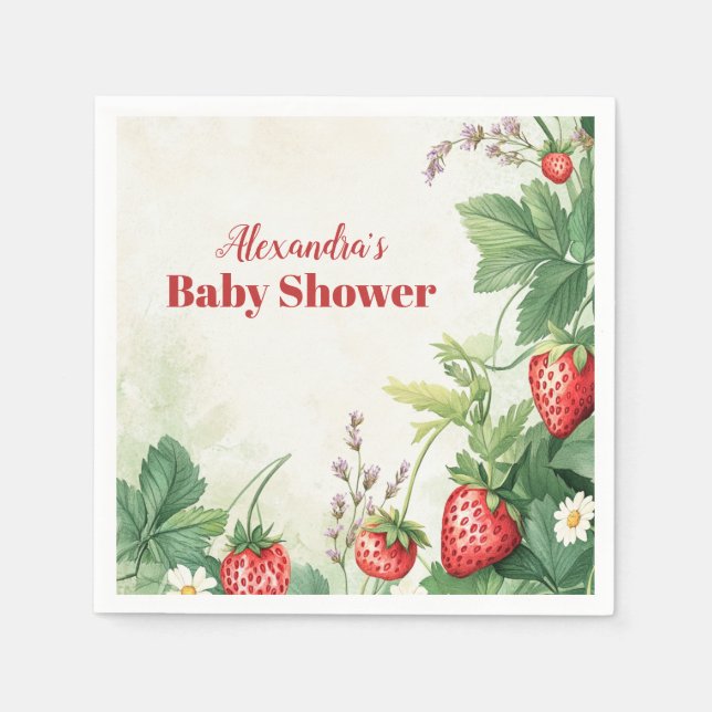 Serviette En Papier Strawberry Berry Sweet Baby Shower (Devant)