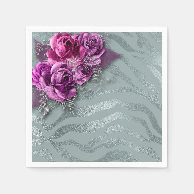Serviette En Papier Stripes roses et zèbres (Devant)