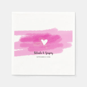 Serviette En Papier Strokes de peinture simple et Mariage cardiaque