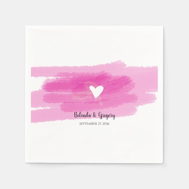 Serviette En Papier Strokes de peinture simple et Mariage cardiaque (Devant)