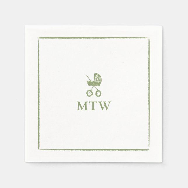 Serviette En Papier Stroller Monogram Napkins Baby Shower (Devant)