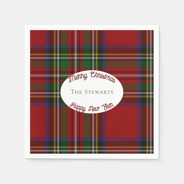 Serviette En Papier Stuart Plaid Tartan Christmas (Devant)