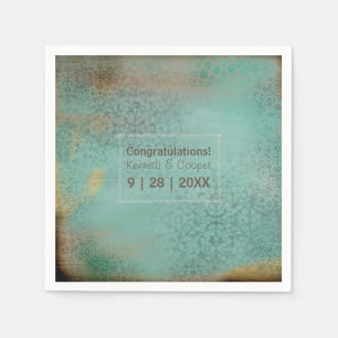 Serviette En Papier Style Agritole Dentelle Turquoise rustique Personn