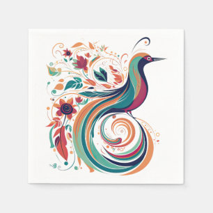 Serviette En Papier Style Art déco oiseau de Paradis design