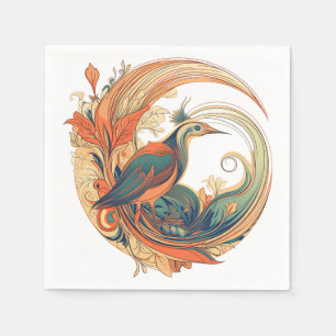 Serviette En Papier Style Art déco oiseau de Paradis design