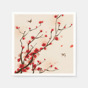Serviette En Papier Style asiatique Peinture Plum Blossom au printemps