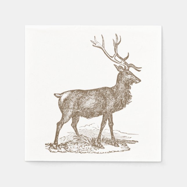 Serviette En Papier Style Buck Mule Deer Letterpress (Devant)